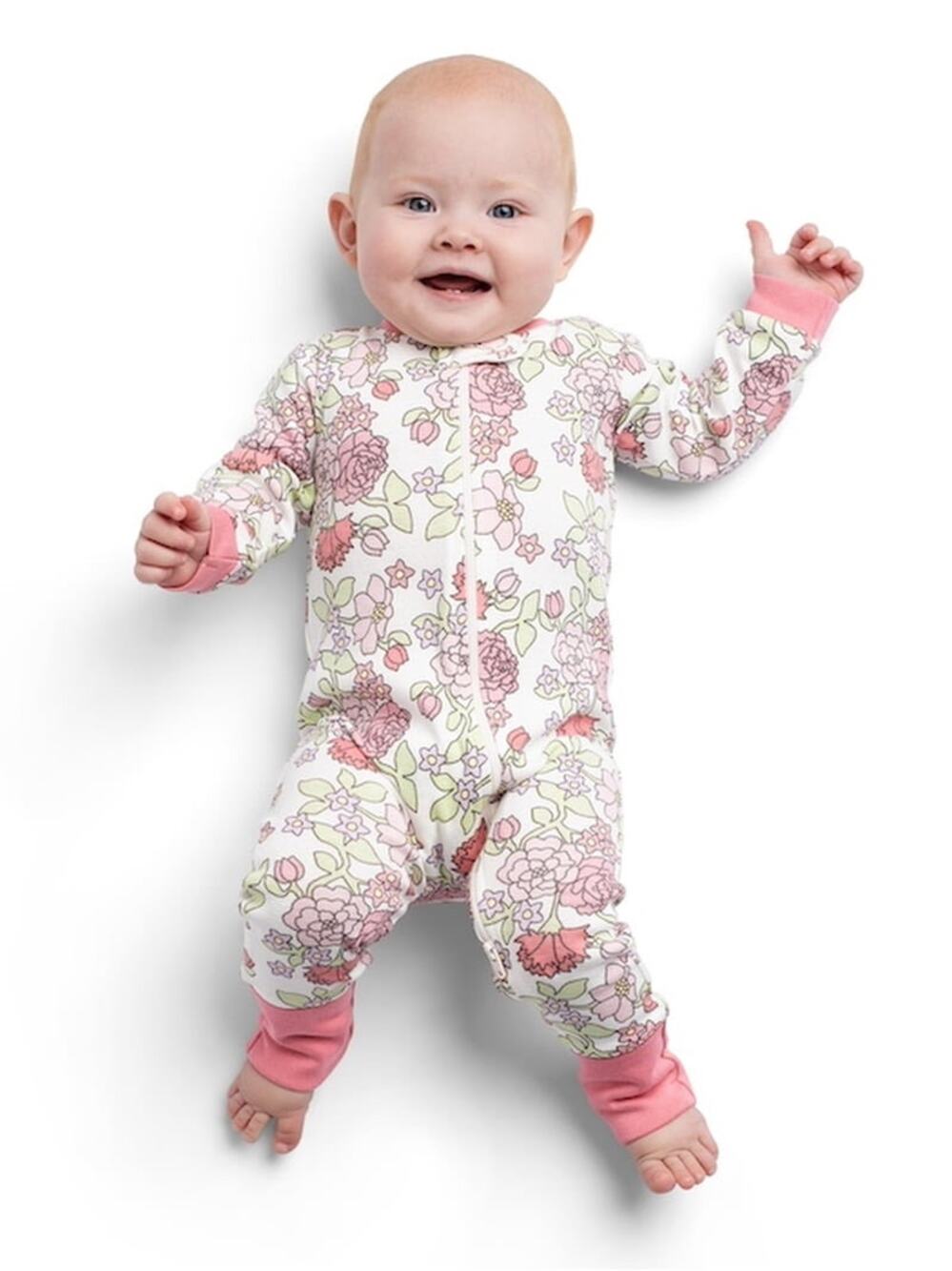 Monica + Andy Organic Pink Floral Baby Coverall Sleeper 3-6M